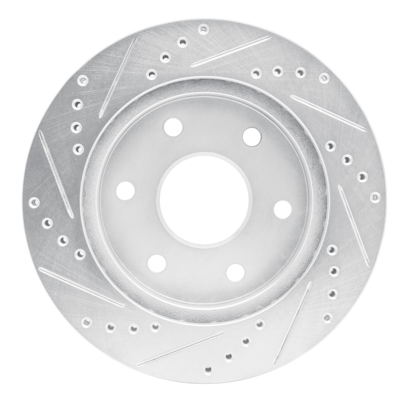 Dodge Viper Brake Rotor (1) - Rear Right - R1 Concepts - Drilled & Slotted - Silver - `03-`17